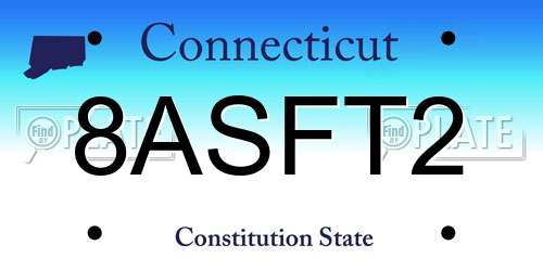 8ASFT2 Connecticut License Plate