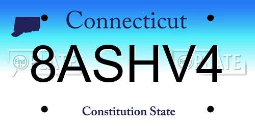 8ASHV4 Connecticut License Plate
