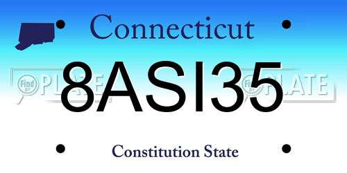 8ASI35 Connecticut License Plate