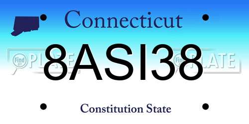 8ASI38 Connecticut License Plate