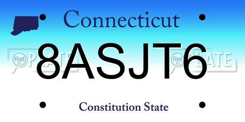 8ASJT6 Connecticut License Plate