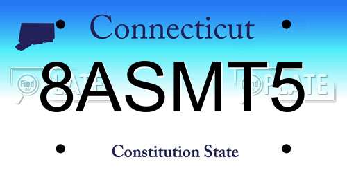 8ASMT5 Connecticut License Plate