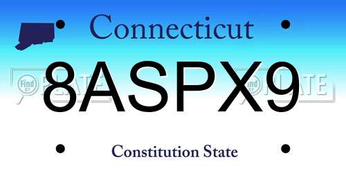 8ASPX9 Connecticut License Plate