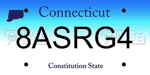 8ASRG4 Connecticut License Plate