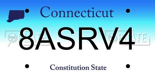 8ASRV4 Connecticut License Plate