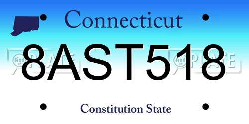 8AST518 Connecticut License Plate