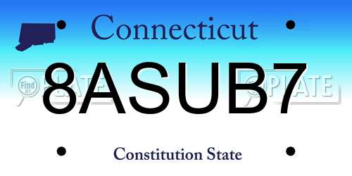 8ASUB7 Connecticut License Plate