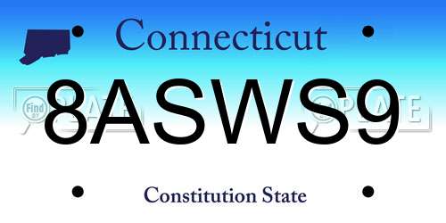 8ASWS9 Connecticut License Plate