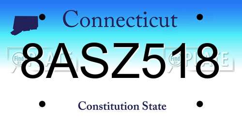 8ASZ518 Connecticut License Plate