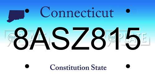 8ASZ815 Connecticut License Plate
