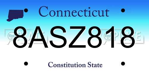 8ASZ818 Connecticut License Plate