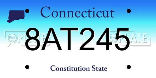 8AT245 Connecticut License Plate
