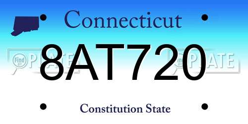 8AT720 Connecticut License Plate