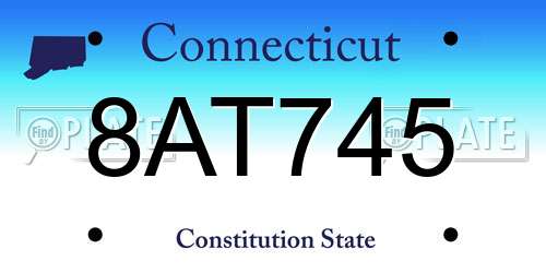 8AT745 Connecticut License Plate