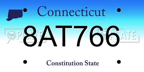 8AT766 Connecticut License Plate
