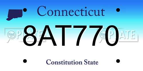 8AT770 Connecticut License Plate