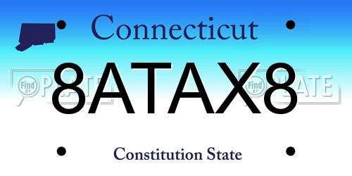 8ATAX8 Connecticut License Plate