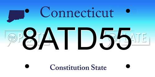 8ATD55 Connecticut License Plate