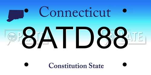 8ATD88 Connecticut License Plate