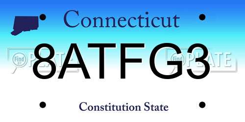 8ATFG3 Connecticut License Plate