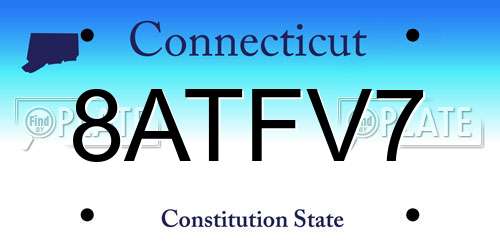 8ATFV7 Connecticut License Plate