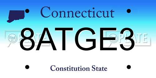 8ATGE3 Connecticut License Plate