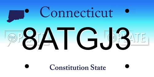 8ATGJ3 Connecticut License Plate