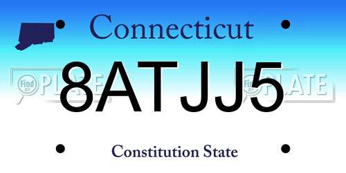 8ATJJ5 Connecticut License Plate