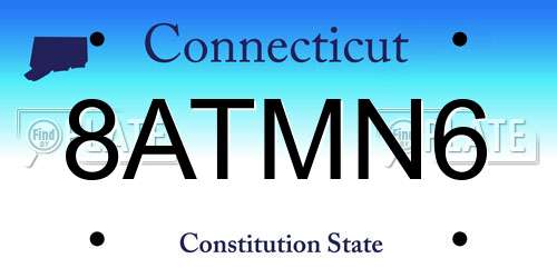8ATMN6 Connecticut License Plate