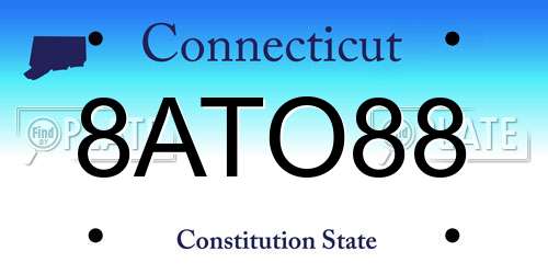 8ATO88 Connecticut License Plate