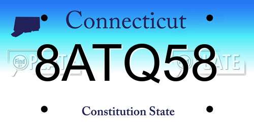 8ATQ58 Connecticut License Plate