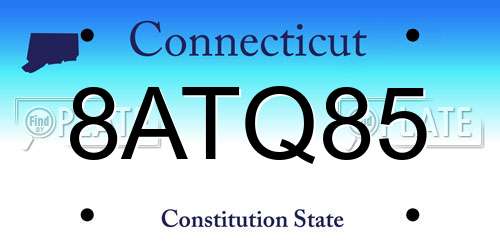 8ATQ85 Connecticut License Plate
