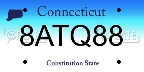 8ATQ88 Connecticut License Plate