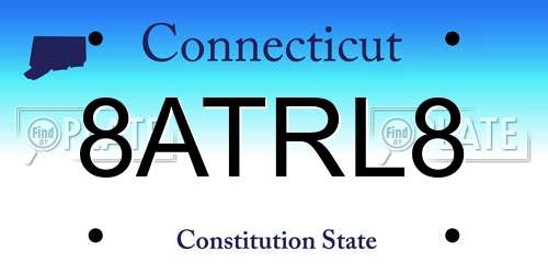 8ATRL8 Connecticut License Plate