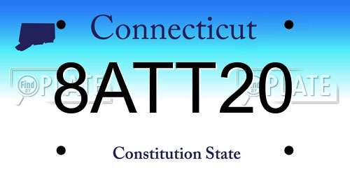 8ATT20 Connecticut License Plate