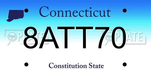 8ATT70 Connecticut License Plate
