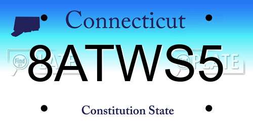 8ATWS5 Connecticut License Plate