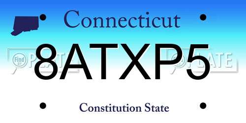 8ATXP5 Connecticut License Plate