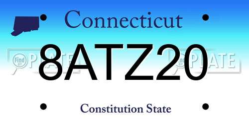 8ATZ20 Connecticut License Plate