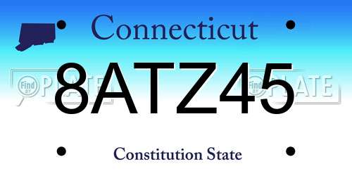 8ATZ45 Connecticut License Plate
