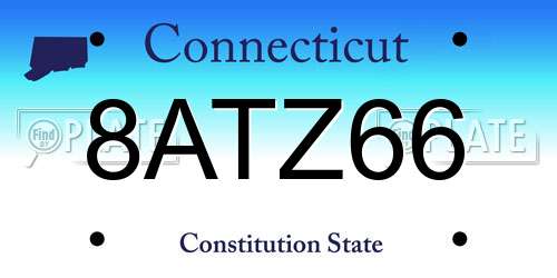 8ATZ66 Connecticut License Plate