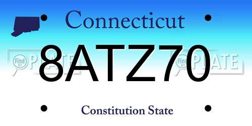 8ATZ70 Connecticut License Plate
