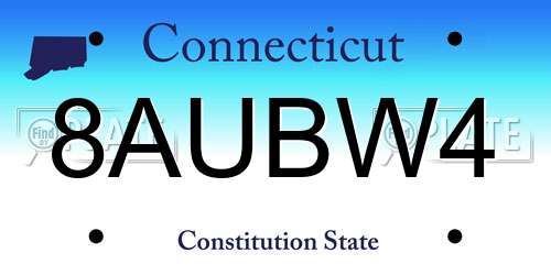 8AUBW4 Connecticut License Plate