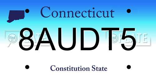 8AUDT5 Connecticut License Plate