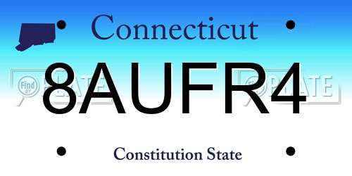 8AUFR4 Connecticut License Plate