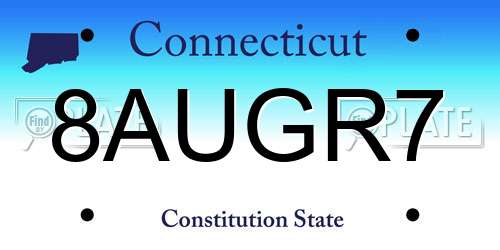 8AUGR7 Connecticut License Plate