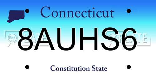 8AUHS6 Connecticut License Plate