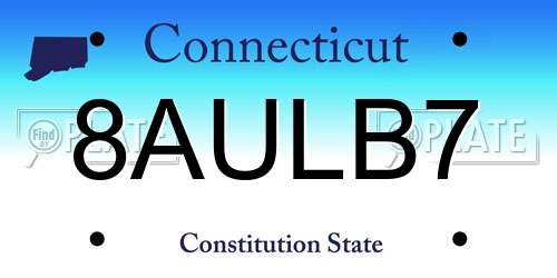 8AULB7 Connecticut License Plate