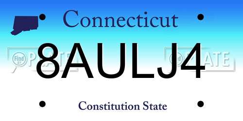 8AULJ4 Connecticut License Plate