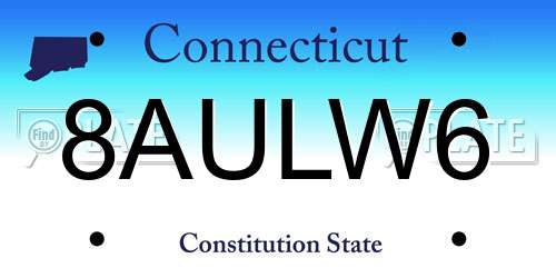 8AULW6 Connecticut License Plate